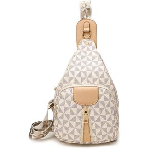 Chest Bags for Women Fashion Plaid Printed Waist Bag Small Backpack (beige4)