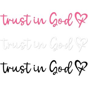 3pcs Trust in God Rearview Mirror Decal, Trust in God Sticker Car Mirror Stickers Rear View Mirror Sticker Vinyl Car Vanity Mirror Stickers (White, Black, Pink)