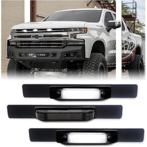 [Upgraded Version] 3 PCS Super Bright Amber LED Center Grille Light Kit for 2019-2025 Chevrolet Silverado 1500 2500HD 3500HD, Position Smoked Lens with Sturdy Mount Bracket - Amber Light