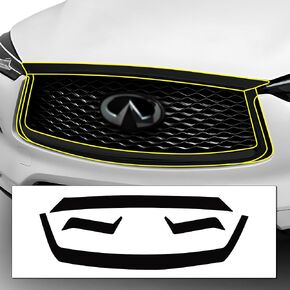 Bogar Tech Designs Trunk Trunk Chrome Delete Deverlay متوافق مع Infiniti QX50 2019-2025 ، Gloss Black