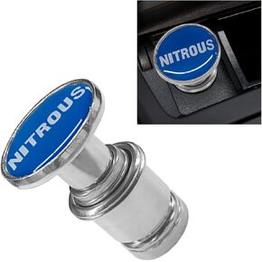Car Cigarette Lighter Plug, NITROUS Button Cigarette Lighter Replacement Cover, Aluminum Alloy Push Button Car Interior Decoration for Most Standard 12 Volt Power Source Vehicles (NITROUS)