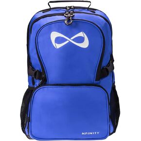 حقيبة الظهر Nfinity Classic Cheer للتشجيع - حقيبة ظهر مع محفظة قابلة للفصل وأكمام الكمبيوتر المحمول - حقيبة ظهر خفيفة الوزن للسفر - حقيبة ظهر للرياضة للمشجعين (Royal Blue)