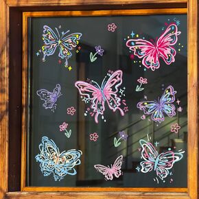 17Pcs Butterfly Window Clings Colorful Butterfly Window Stickers Double-Sided Glass Decals for Home Party Wall Decoration, 4 Sheets