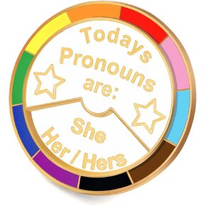 LGBTQ Pride Rainbow Rotation NB Pride Gender Identity Spinning Color Wheel Enamel Pronouns Pin Badges for Gifts Decoration