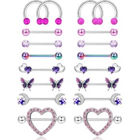 طائرة هليكوبتر 9pairs حلقات الحلمة للنساء 14G الصلب الجراحي حلقات لسان الحديد تشيكزيلا in Kuwait