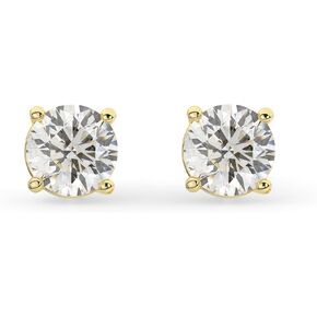 Solid 14K White Yellow Gold Moissanite Round Cut Solitaire Stud Earrings for Women | 0.50 to 2.0 CTW| Screw Back or Push Back Posts | Made in USA