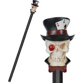 Skull Cane Staff Prop,Plastic Skull Pimp Cane Walking Stick Costume Accessory,Halloween Staff Cosplay
