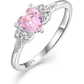 Celtic Knot Rings Heart Rings, 925 Sterling Silver Eternity Promise Rings Birthstone for Women Jewelry Gift