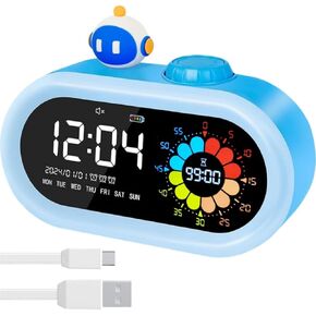 Desk Digital Clock Battery Operated: Countdown Timer for Kids Study Classroom Travel - Cordless 2000mah Battery Charging for Girls (Pink)