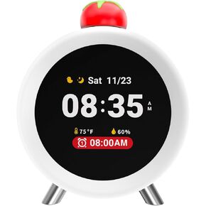 Dekala Chronosense Allad Clock لغرفة النوم مع رطوبة درجة الحرارة ، آلة صوت الضوضاء البيضاء للنوم ، 98dB بصوت عالٍ على شاشة IPS IPS ، رنين كل ساعة ، 4 إنذار ، هدية مثالية للطفل في سن المراهقة البالغة