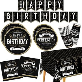 Retro Rainbow Themed Happy Birthday Party Supplies Set - Vibrant Disposable Paper Plates, Cups, Napkins, Tablecloth & Birthday Banner - Fun & Colorful Design for Boys/Girls - For 25 Guests in Kuwait