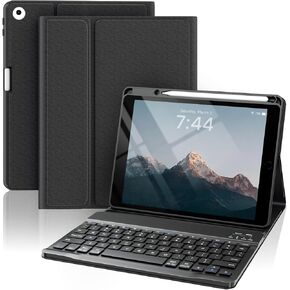 Keyboard Case for iPad 9.7 inch 6th/5th Generation, 2018/2017 Model, Air 2(2014)-Magnetic Detachable Wireless Keyboard-Flip Stand Case with Pencil Holder for iPad 9.7 (Black)