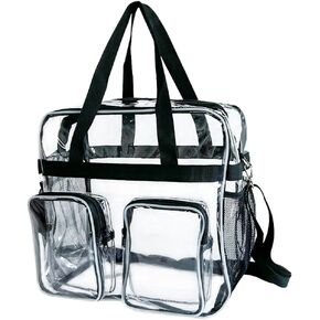 12x12x6 Versatile Clear Crossbody Tote Bag, Front Pocket & Detachable Shoulder Strap,Premium Stadium-Approved Design for Parties Concerts, Sports Events, Travel