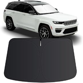 Windshield Sun Shade for Jeep Grand Cherokee 2014-2024 2025, Folding Sunshade Windshield with Storage Bag, Car Shade Front Window Sun Visor Protector for Jeep Grand Cherokee Accessories