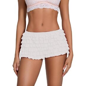 Womens Cute Ruffle Shorts Layered Elastic Waist Y2k Sweet Bloomer Bottoms Sexy Coquette Boyshorts