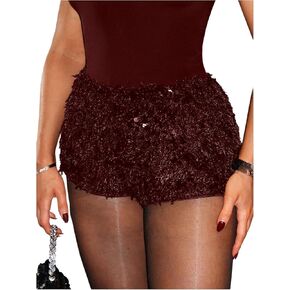Soly Hux Women's Y2K Sequin مرنة Low Rise Party Shorts Sparkly Booty