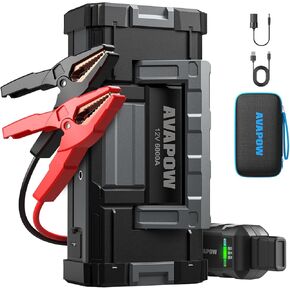 Avapow 6000a Portable Jump Starter (لجميع محركات الديزل الغاز و 12.0 لتر) مع شحن سريع USB وإخراج DC ، فور بدء تشغيل البطارية المحمولة ، حزمة القفز 12V مع 3 أوضاع LED ضوء ساطع