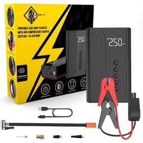 قفز مع ضاغط الهواء المحمول - 1000A - 150psi - 12 فولت معزز البطارية ، شاشة LCD ، مصابيح LED ، وظيفة بنك الطاقة فائقة - Rapikits