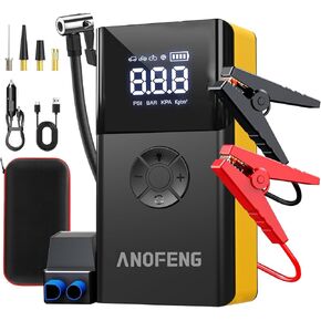 Portable 3000A Jump Starter with Air Compressor,150 PSI Air Pump 12V Jump Box for Car Battery Jump Starter (10L Gas/8L Diesel) with Jumper Cable,3 Modes Flashlight,LCD Display