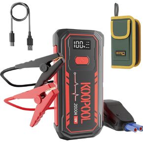 2000A Ultra - Powerful Car Battery Jump Starter: Compatible with Up to 7.0L Gas & 5.5L Diesel Engines. 12V Portable Jump Box w/ 3 - Modes Flashlight, LCD Display, USB Ports & Premium Jumper Cables