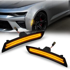 D-Lumina Smoked LED LED Front Side Lights متوافقة مع Chevy Camaro 2016 2017 2018 2019 2020 2021 2022 ، 2014-Up-Up-Up-Up ، 2015-Up-Up-Up-up ، Cadillac ATS ، Pront Pumper LED Sidemarkers Amber Pack of 2
