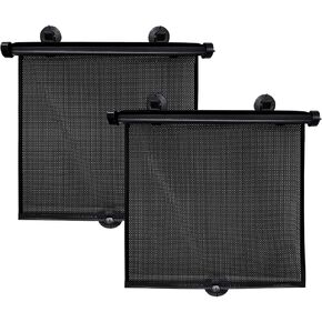 2PCS Car Window Shade, 17.7"×15.7" Retractable Sunproof Auto Side Window Roller Sunshade, UV Rays Glare Protection Automotive Interior Shade Protector for Baby Kids Pets