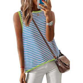 Zeagoo Womens Sleeveless Tops Knit Summer Tank Top 2025 Crew Neck Casual Loose Fit Spring Shirts Beach Blouses
