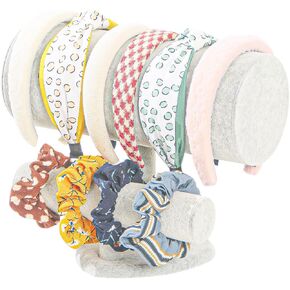Coward Multi-use Headband Holder Stand, Scrunchie Hairband Organize Rack, Two Layer Bracelet Jewelry Display Holder Stand for Women Girls (Gray Beige velvet) in Saudi Arabia