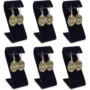 MOOCA 6 Pcs Set Metal Steel Gray Faux Leather Earring Display Stand Displays, Jewelry Organizer Display Holder for Earrings, Steel Gray Color, 2 1/8 W x 1 1/2 D x 3 1/2 H in