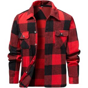 Men's Lightweight Flannel Shirts Long Sleeve Classic Plaid Cotton Jacket with Pockets - Perfect for Every Casual Occasion