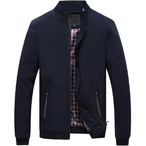 HaoMay Men's Slim Lightweight Casual Full Zip Stand Collar Bomber Jackets