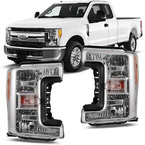 CPW Headlights for 2017 2018 2019 FORD F-250 F-350 F-450 F-550 SUPER DUTY Replacement Headlights Driver and Passenger Side Chrome/Clear