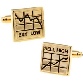 "Buy Low Sell High" Gold Stockbroker Trader Cufflinks – Stylish Investment Accessory for Financial Professionals