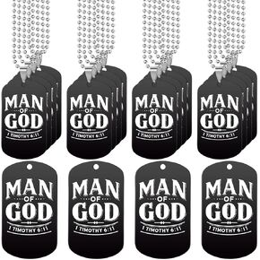 30 Pcs Father's Day Gift Man of God Christian Dog Tag Bible Verses Dog Tag Necklace Religious Stainless Steel Necklace with Chain for Church Dad Pastors Sunday School Inspirational Gift in Kuwait