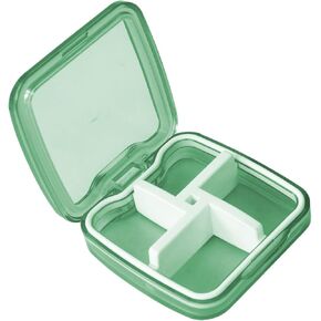 Pill Organizer, Pill Box, Travel Size Pill Container, Portable Travel, 4 Compartments, Hold Supplements, Vitamins, Cod Liver Oil, and Medication in Purse, Bag or Pocket, Waterproof (Light Green)