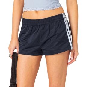 Adoeren Women Y2k Side Striped Shorts Elastic Waist Wide Leg Sweat Shorts Casual Sports Active Going Out Shorts