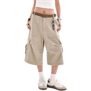 Baggy Jorts for Women Men High Waist Wide Leg Cargo Shorts Y2K Cropped Pants Casual Summer Clothes