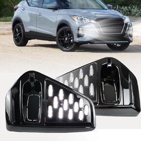 Switchback White/Amber/Blue LED Front Fog Daytime Running Lamp Bumper Light Flash LED Sequential Turn Signal Feature Compatible with Nissan KICKS 2021 2022 Accessories