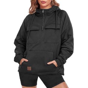 CLOAKA Women Cargo Hoodie Quarter Zip Up Sweatshirt Tactical Pullover Fall Outfits Clothes Fashion Outdoor Causal Hoodie