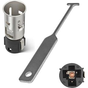 Car Cigarette Lighter Socket, Power Socket Cigarette Lighter Accessories with Disassembly Tool, Precise Fit Replacement 25776667 J42059 25774623, Compatible with GM Models (Silver)
