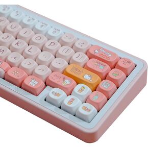 PBT Keycaps, 125 Keys Customized Keycaps, Cute Dyed Sublimated Minimalist Black Theme Keycap Set MOA Profile Keycaps for AISN Layout Cherry Gateron MX Switch Mechanical Keyboard