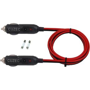 Cuzec Heavy-Duty 15a 4.9ft / 1.5m 16 AWG ذكر إلى سلك شاحن سجائر ولاعة من الذكور مع مؤشر LED وحماية الصمامات 15A على كلا المقابس (CU10140B)