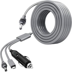 Starlink Mini Power Cable - 3M/10FT 12-24V Cigarette Lighter Plug Car Power Cable Waterproof 18AWG Gray (3 in 1) for Starlink Mini Accessories