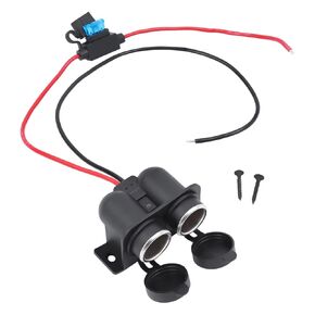 12V Cigarette Lighter Socket with Blade Fuse 15A, 2 Socket Cigarette Lighter Splitter Female, 12V DC Lighter Power Outlet Waterproof Cable Plug for RV Boat Truck Cooler Dash Cam (Black-2 Socket(1P))