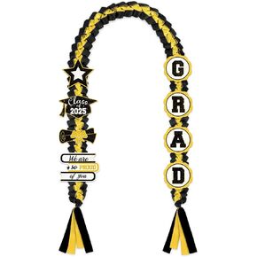 تخرج Leis Decorations 2025 - شريط التخرج المزدوج المصنوع يدويًا مع دبابيس بريق له له تهانينا لكلية هدايا الخريجين (Blue & Gold) in Kuwait