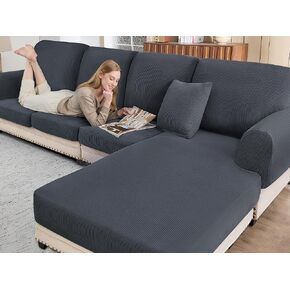 Sectional Couch Covers for Sofa Cushion L Shaped Couch Cover Washable Soft Couch Cushion Covers Stretch Sofa Slipcovers(3-Piece for Sofa Seat or Backrest, Dark Grey)