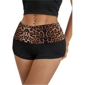 GORGLITTER Women's Cheetah Print Shorts Trendy Y2k Leopard Animals Low Rise Mini Summer Shorts