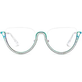 Zeelool Half Frame Cat Eye Glasses With Shiny Diamonds Sparkle ZJGM219641 in Saudi Arabia
