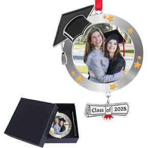 Personalized Graduation Photo Ornament, Class of 2025, Graduation Cap Photo Hanging Ornaments, Picture Frame Christmas Xmas Tree Decoration