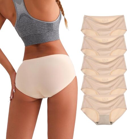 Seamless Underwear Women No Show Hipster Panties Mid Rise Full Coverage Soft Panties in Saudi Arabia